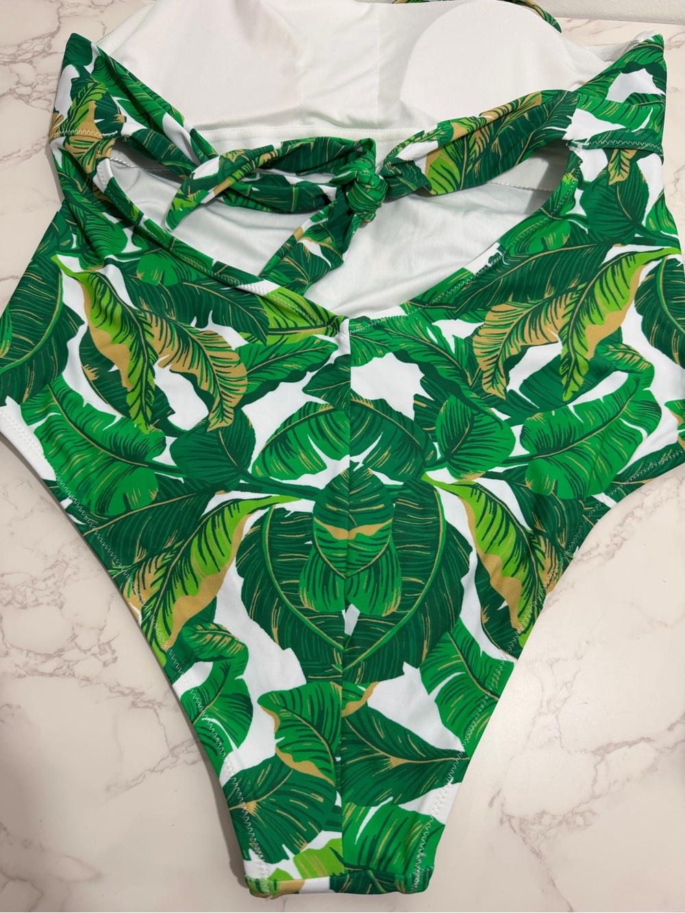 NWOT Love & Sports Tropical Green Banana Leaf‎ Swim One-Piece - L (12-14) - Picture 6 of 8